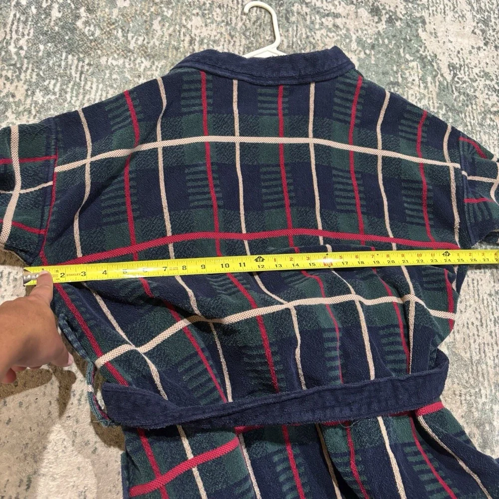 vintage Ash Creek Trading plaid terry cloth lounge robe Large Men's